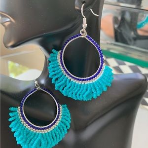 Handmade Turquoise Fringe Earrings